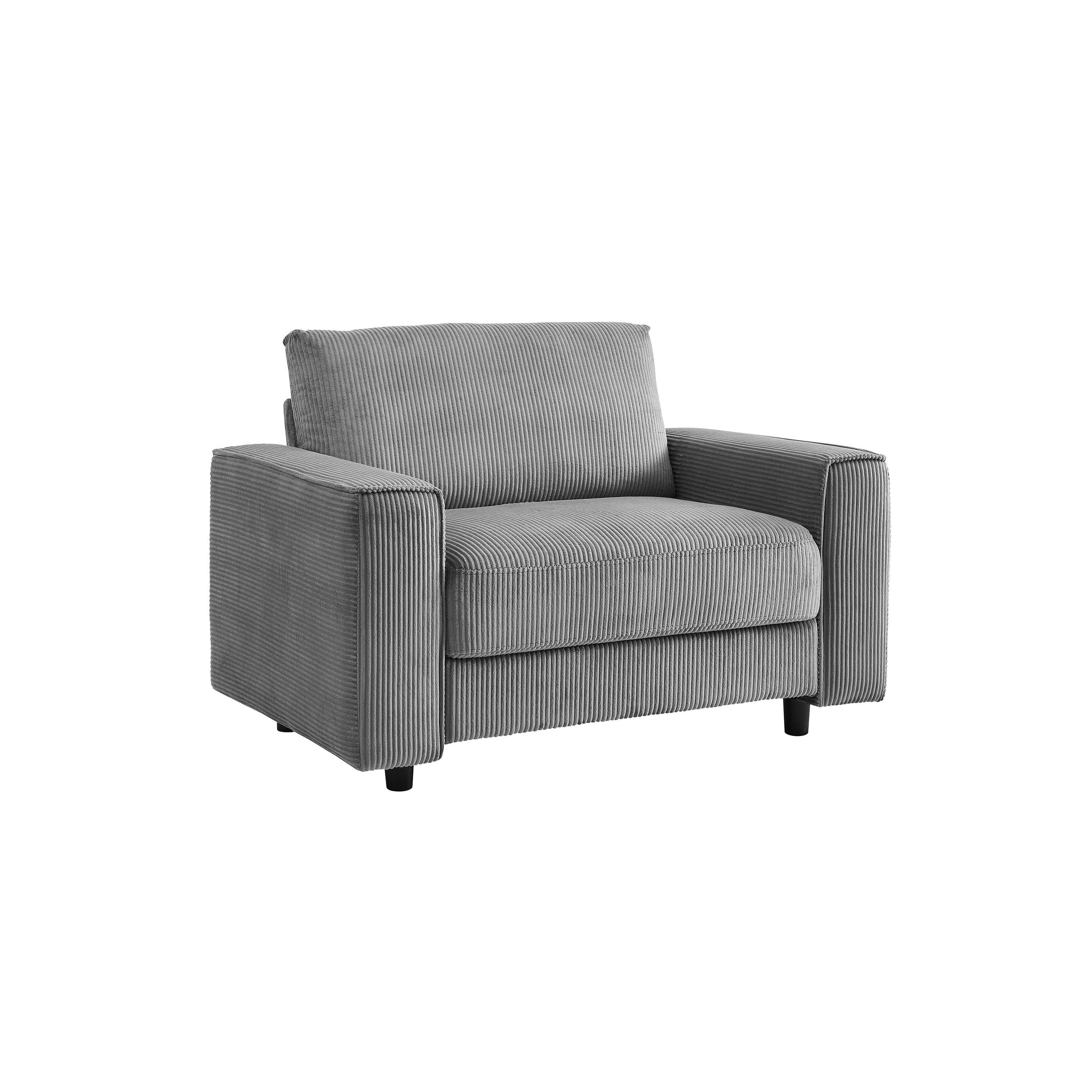 Modern Contemporary Upholstered Corduroy Plush Tufted Chair, Grey