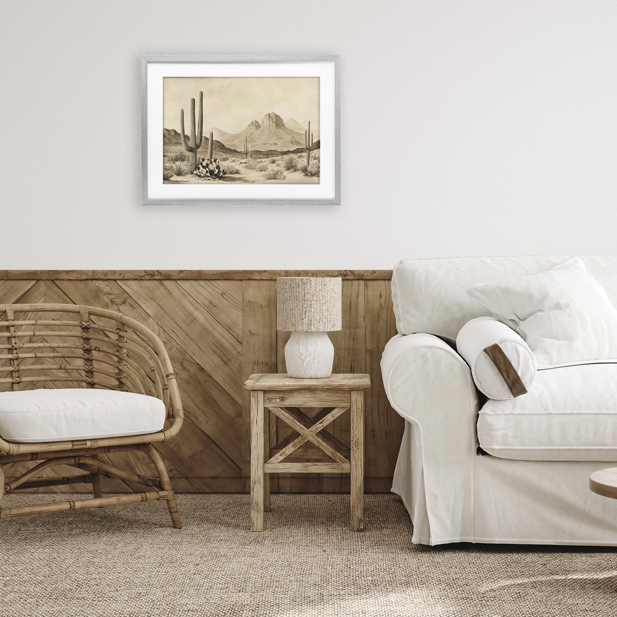 Stupell Industries Arizona Desert Vista Gray Framed Print Under Glass, design by Petal Prints Design