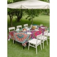 thumbnail image 3 of Outdoor Tablecloth with Umbrella Hole and Zipper, Colorful Ethnic Rectangle Table Cloth 60x120 Inch Waterproof Tablecloth, National Modern Geometric Red Green Picnic Table Cover for Patio Camping, 3 of 7