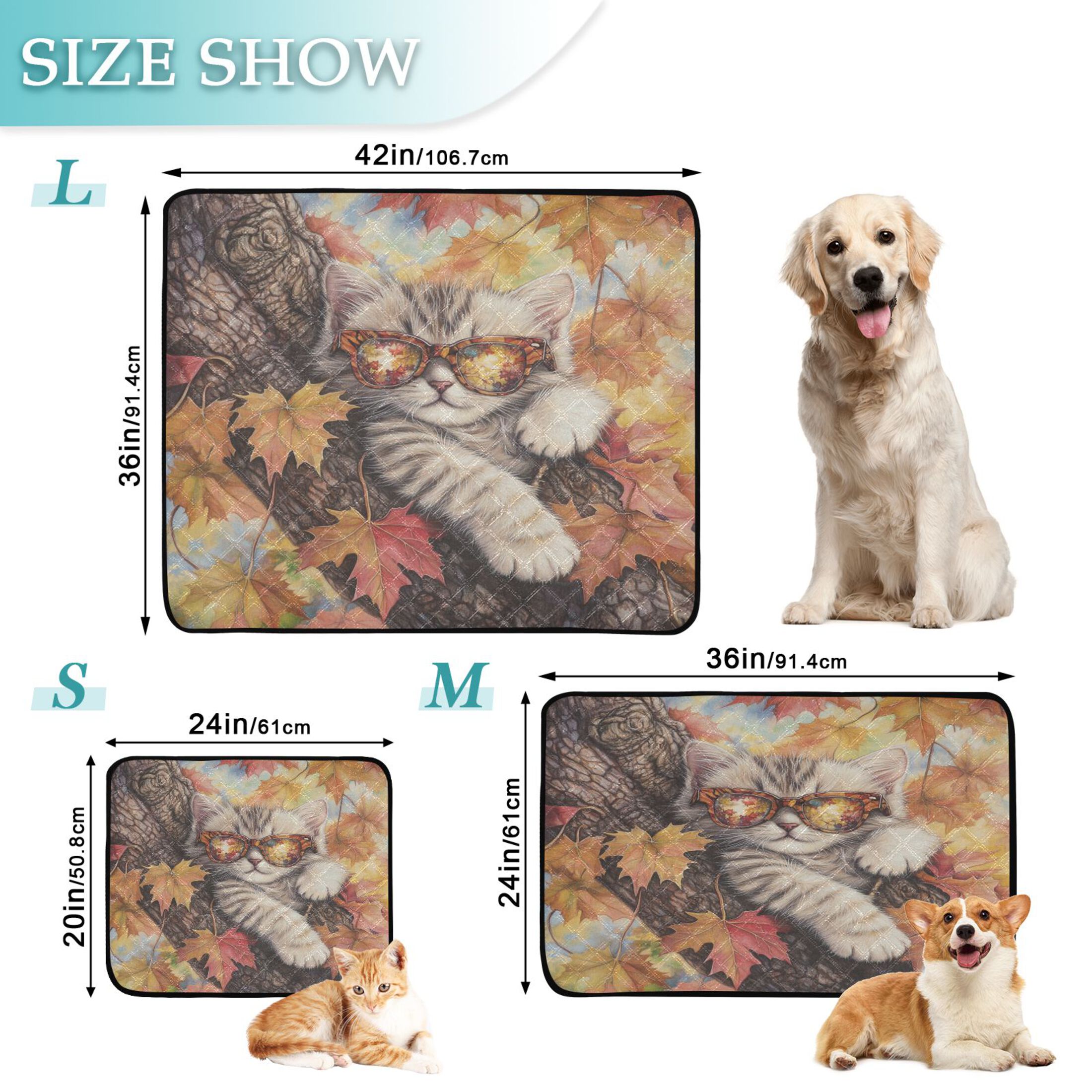 Qxltty Maple Leaf Cat Cat litter Pads Pet Set of 3 Diaper Mats Center Anti-leakage Layer Absorbent Soft and Comfortable