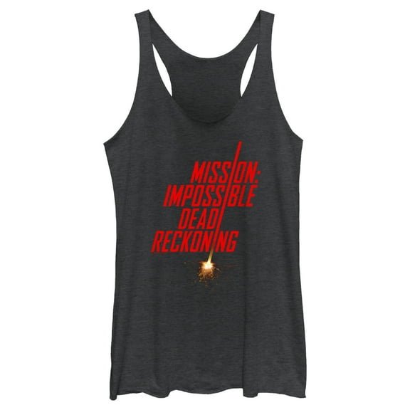 Women's Mission: Impossible Dead Reckoning Movie Logo Red Fuse  Racerback Tank Top Black Heather 2X Large