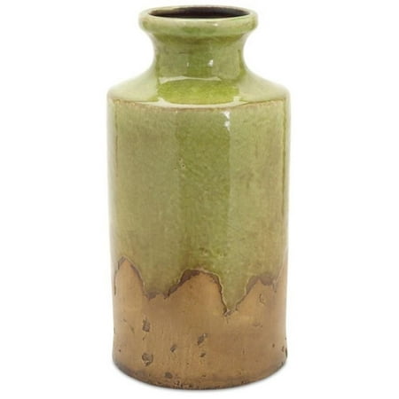 Colored Jars - Pack of 4 Unique Green and Tan Colored Country Rustic Clay Jars 13