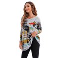 thumbnail image 3 of Women's Casual Long Sleeve Loose Artsy Graphic Newspaper Pullover Sweaters DH07 Grey, 3 of 5