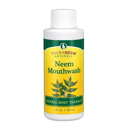 TheraNeem Neem Mouthwash, Herbal Mint | Freshens Breath, Supports Healthy Gums and Teeth | Vegan | Travel Size, 2oz