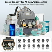 Diaper Bag Backpack, Multifunctional Baby Changing Bag with Foldable Crib & Insulated Milk Bottle Pocket, Large Capacity Travel Backpack with USB Charging Port & Stroller Strap (Grey)