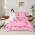thumbnail image 4 of Manfei Kawaii Ribbon Bow Knot 2pcs Bedding Comforter Set for Girls Female Children,Polka Dots Twin Comforter Sets,Dreamy Princess Breathable Bedding Set,Microfiber Bedroom Decor,Reversible, 4 of 8