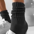 thumbnail image 5 of Women's Scrunch Crew Socks Retro 3-Pack Solid Cotton Boot Calf Socks Chunky Ribbed Cozy Slouchy Socks Size 5-11 (Black), 5 of 6