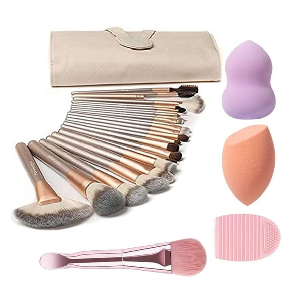 NEVSETPO Brochas de Maquillaje Juego de Brochas de Maquillaje Kits de Maquillaje 28 Piezas con Mezcladores de Belleza Brocha de Mascarilla de Silicona Base Sintética Correctores en Polvo Sombras de Oj
