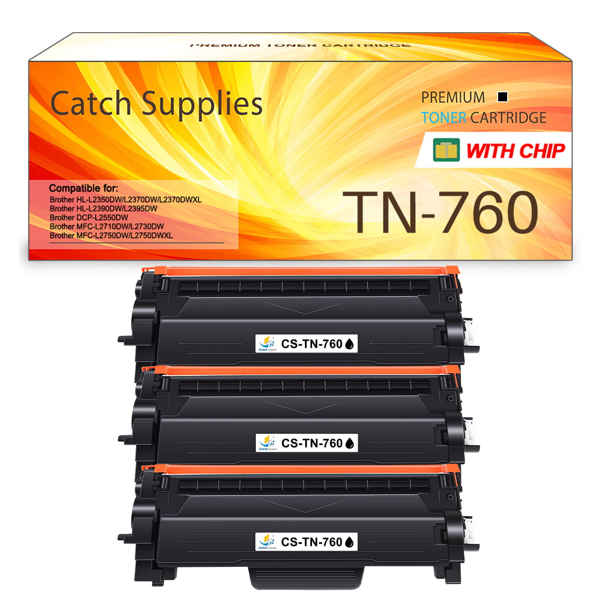 Catch Supplies Compatible Toner for Brother TN760 HL-L2350DW HL-L2395DW  HL-L2390DW HL-L2370DW MFC-L2750DW MFC-L2710DW DCP-L2550DW Laser Printer Ink  (