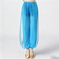 thumbnail image 4 of TEAJOPSUU Girl's Harem Dance Pants High Waisted Tribal Pants Sequin Stage Performance Pants Soft Stretchy Ankle Tied Pants A-Sky Blue, 4 of 5