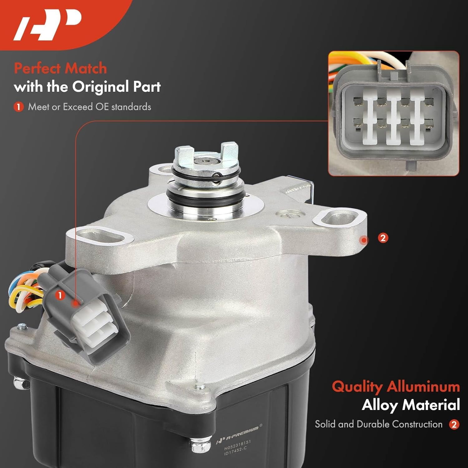 A-Premium Ignition Distributor with Cap & Rotor Compatible with Honda CR-V CRV 1999 2000 2001 L4 2.0L