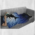 thumbnail image 6 of Shark Soft Flannel Fleece Blanket, Underwater Hunter Phrase Fish Silhouette in the Ocean Danger in Marine Picture, Cozy Plush for Indoor and Outdoor Use, 50" x 60", Royal Blue Black, by Ambesonne, 6 of 6