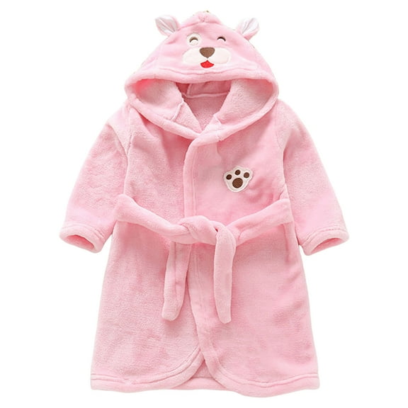 Wenfanal Kid Fleece Hooded Robes Girls Bathrobes Baby Pajamas Toddler Pajamas Soft,Childrens Home Clothes Bathrobe Warm Boys Girls Pajamas Flannel Hooded Robe Girls Fashion Size 18-24 Months,Pink