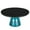 Blue/Black, variant on LeisureMod 30" Round Coffee Table with Glass Top and Black Powder-Coated Iron Rim Tempered Glass Pedestal Base No Assembly for Modern Home, Living Room Tully Collection in Blue/Black