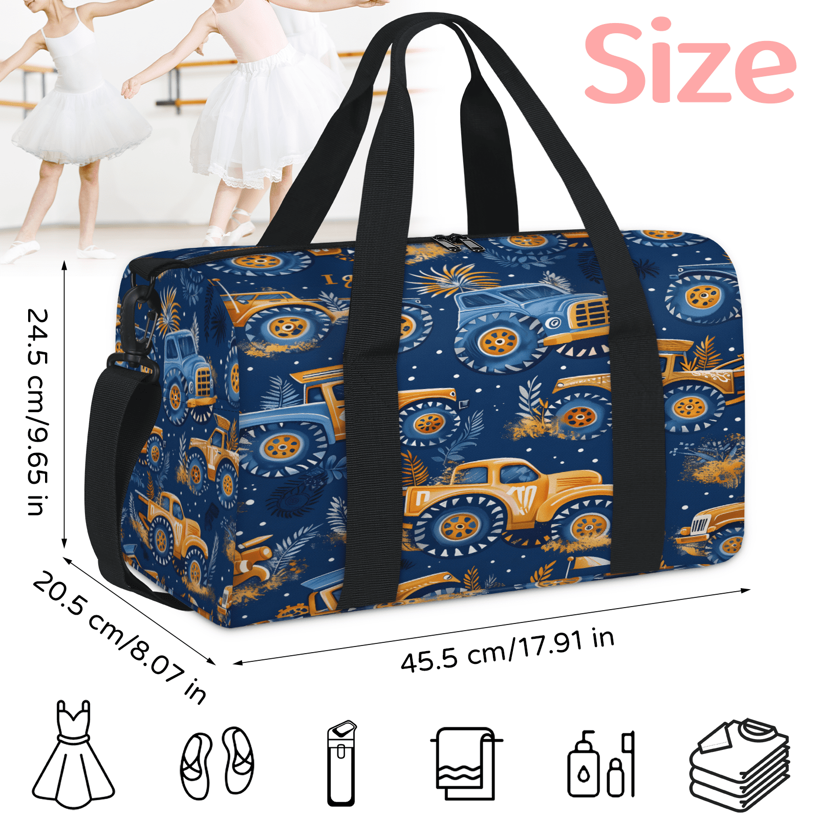 Herdesigns Off Road Vehicles Gym Bag for Women, Duffle Bag for Travel Sport, Cool Car Lightweight Waterproof Carry on Weekender Dance Yoga Workout Bags