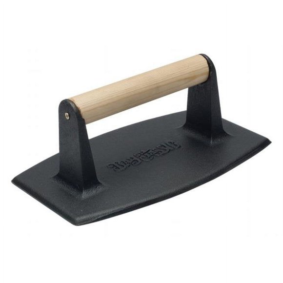 Bayou Classic Cast Iron Bacon Press with Wooden Handle