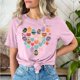 thumbnail image 4 of Mujeres Pantalones Cortos de Manga Corta Impresa Floral Cuello Redondo Superior / Camisa Poliéster, Blusa Casual de Moda para el Uso Diario Del Hogar, 4 of 5