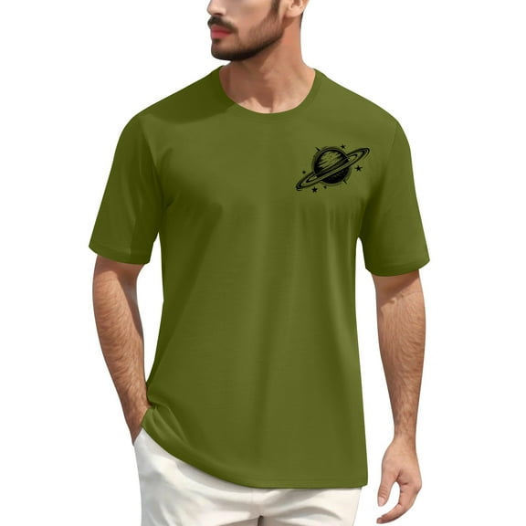 NAMTYQX Graphic Tees Boho Patterns Stretchy Casual Baggy Plus Size Cozy Light Round Neck Short Sleeve Men's T-Shirts Army Green Size 5XL