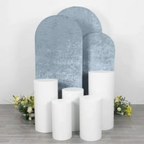 Efavormart Set of 3 Dusty Blue Crushed Velvet Chiara Wedding Arch Covers For Round Top Backdrop Stands - 5ft, 6ft, 7ft