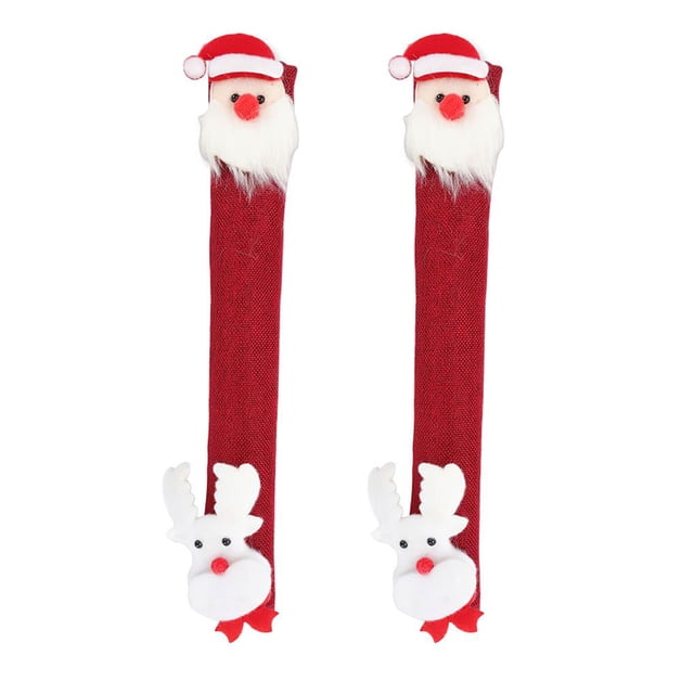 Fundas Navideñas Para Manijas De Nevera Adorable Muñeco De Nieve Y Adorno De Alce Mangas De Manija Para Decoración De Horno Microondas Refrigerador 2 Uds Methold HA019059-00