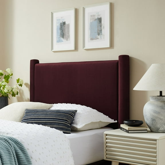 Modway Rael Performance Velvet Twin Headboard in Mulberry