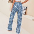 thumbnail image 5 of White Snowflakes Blue Winter Design for Women Casual Lightweight Straight Leg Pants Comfy Women's Trousers, 5 of 8