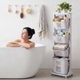 thumbnail image 5 of Floseru Laundry Basket Cart 4 Tier, Rolling Hamper with Universal Wheels, Detachable Bottom Basket, for Bedroom Bathroom Dorm, 17 x 13 x 55 Inch, 5 of 10