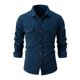 thumbnail image 1 of Blusa y camisa de manga larga con cuello vuelto para hombre, holgada, con solapa y botones, deportiva, de manga larga y solapa., 1 of 8