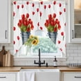 thumbnail image 6 of Red Tulip Flowers Swag Curtains for Kitchen/Bedroom/Living Room, Spring Floral Vintage Drum Rustic Scalloped Curtains 63 Inch Long, Window Swag Topper Curtains Valances 2 Panels Set 36"x63", 6 of 8