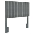 thumbnail image 1 of Crushed-Velvet Vertically Channeled Full or Queen Headboard in Gray Fabric, 1 of 6
