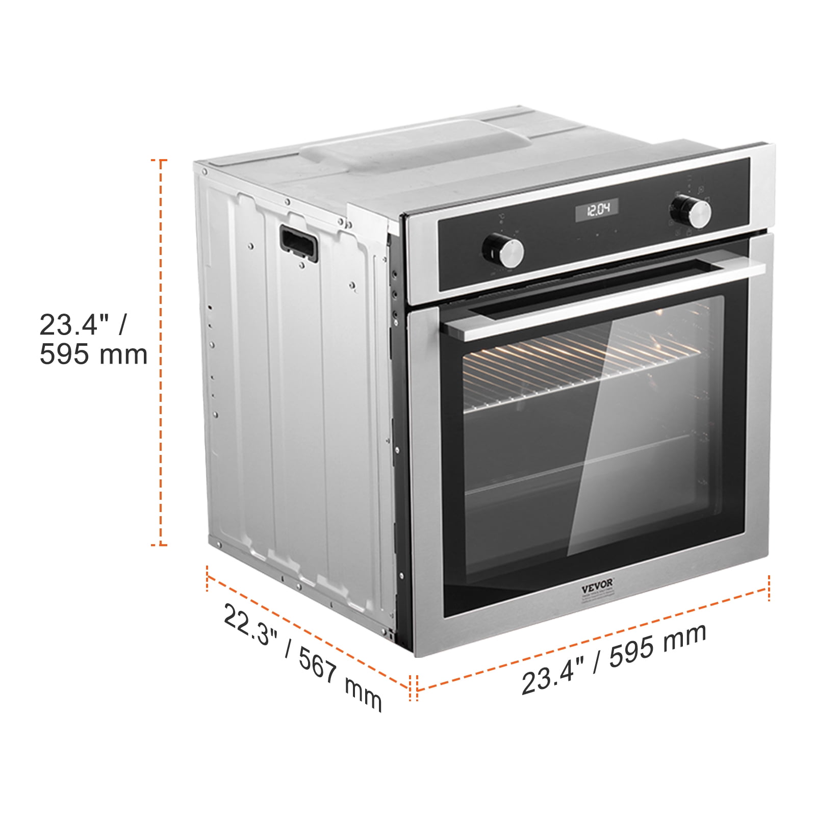 VEVOR Single Wall Oven, 24" Electric Built-in Wall Oven with 9 Cooking Functions, 2.68 Cu.Ft Electric Wall Ovens with Timer, 2800W Electric Oven with Baking Rack and Tray, for Kitchen
