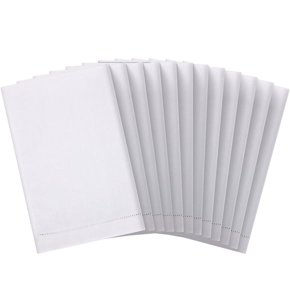 Mixweer 16 Pcs 14 Pouces x 22 Pouces Serviette à Main en Lin Blanc Ourlée Torchons en Lin pour Broderie Torchons pour Salle de Bain Cuisine Maison
