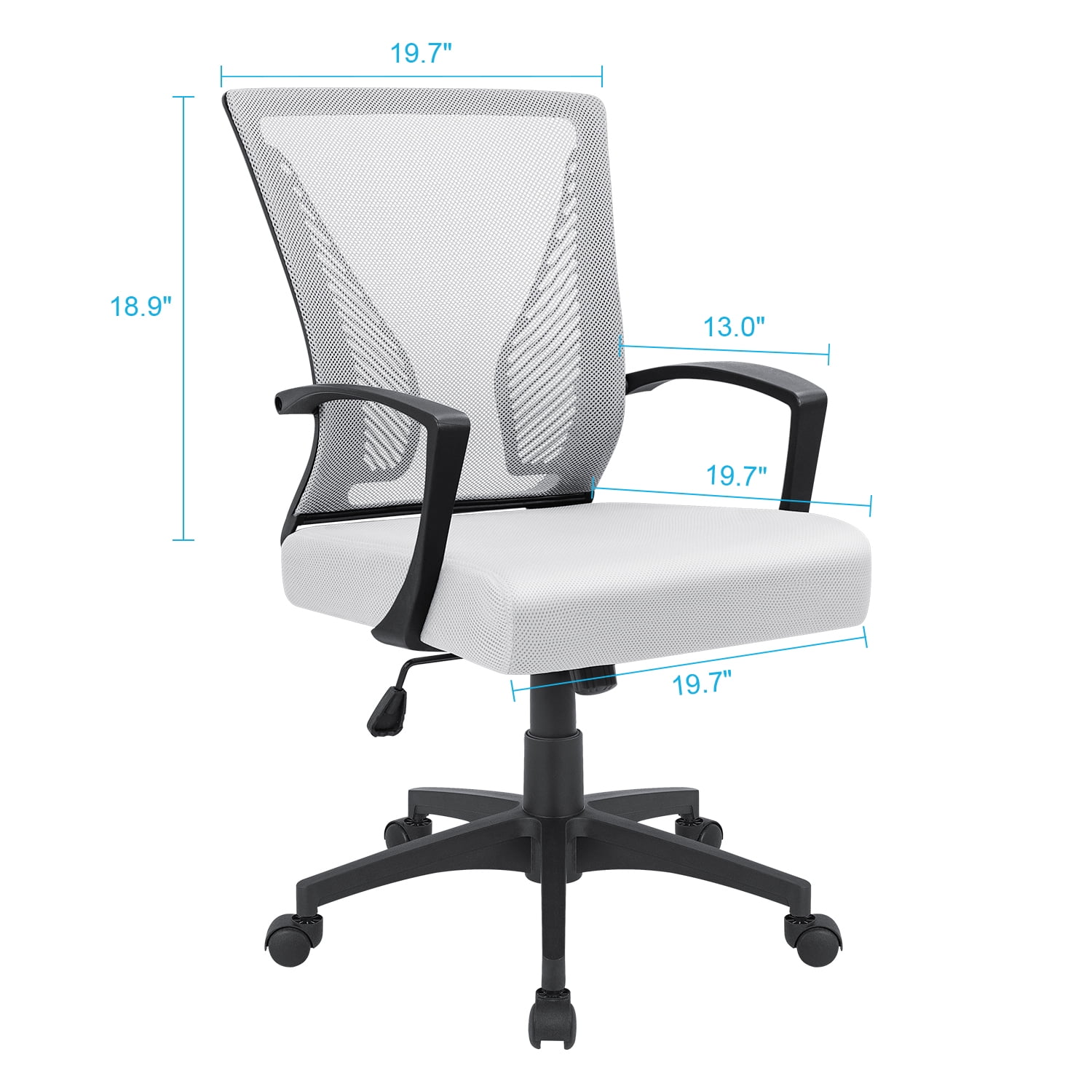 Lacoo Mid-Back Office Desk Chair Ergonomic Mesh Task Chair with Lumbar Support, White