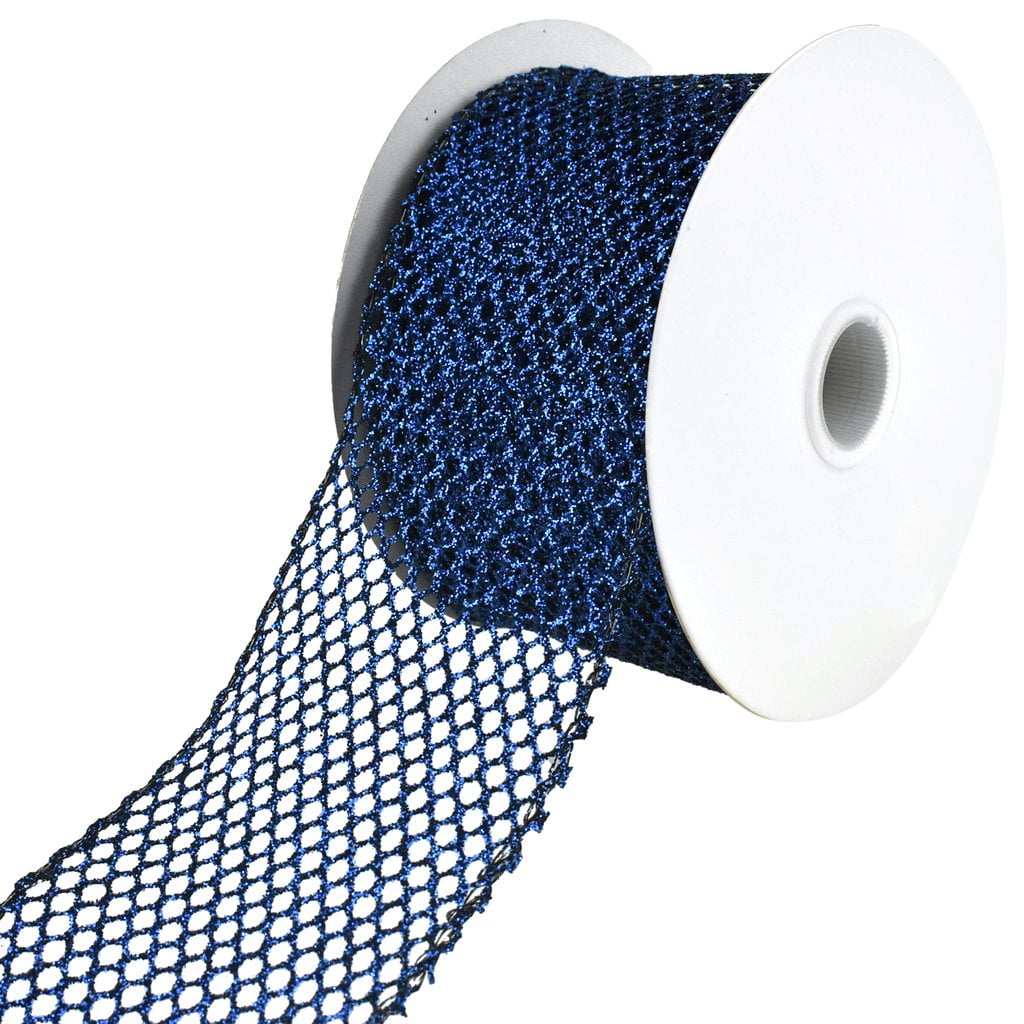 Christmas Sparkling Glitter Netting Wired Ribbon, 2-1/2-Inch, 10-Yard ...