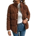 thumbnail image 2 of Lmueinov Womens Corduroy Puffer Jacket Outdoor Stand Collar Button Down Quilted Coats Fall Winter Casual Warm Outerwear Coat with Pockets, 2 of 5