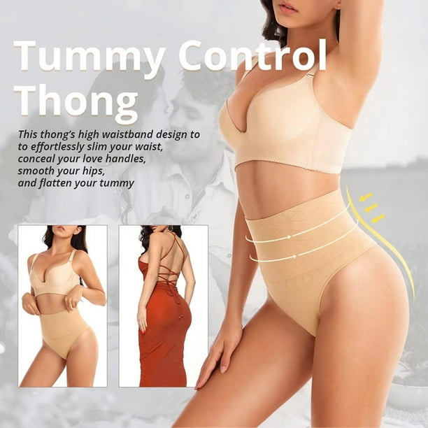 QunButy Shapewear For Women Tummy Control Underwear For Women Firm Tummy  Support Shaping Thong High Waist Shapewear Panties Seamless Body Shaper 