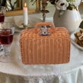 thumbnail image 4 of LIFKOME Retro Style Handwoven Storage Box Light Brown Imitation Rattan Suitcase for Tidy Home Use, 4 of 6