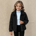 thumbnail image 3 of Cethrio Girls Fleece Jacket, Long Sleeve Warm Collared Button Front Winter Outerwear Size 13-14 Years Black, 3 of 6