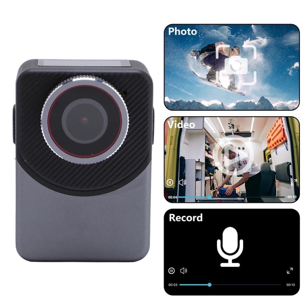 Cámara Pequeña Con Clip, Videocámara de Bolsillo Full HD IP66 Agua A Prueba de Agua Para Conducir