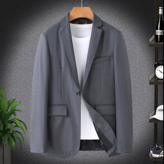 Traje de otoño para hombre, talla grande, traje de un botón, para hombre gordo, de negocios, informal, para soltero, estilo occidental, para hombre gordo, chaqueta extragrande de mediana edad