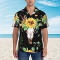 thumbnail image 4 of Bixox Men's Hawaiian Shirts Men's Sunflower Skull Boho Watercolor Background Print Short-Sleeve Shirt-3X-Large, 4 of 8