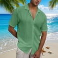 thumbnail image 2 of Atogsazn Men's Casual Summer Beach Shirts Button Down Short Sleeve Crochet Guayabera Shirts 01-Mint Green XXL, 2 of 9