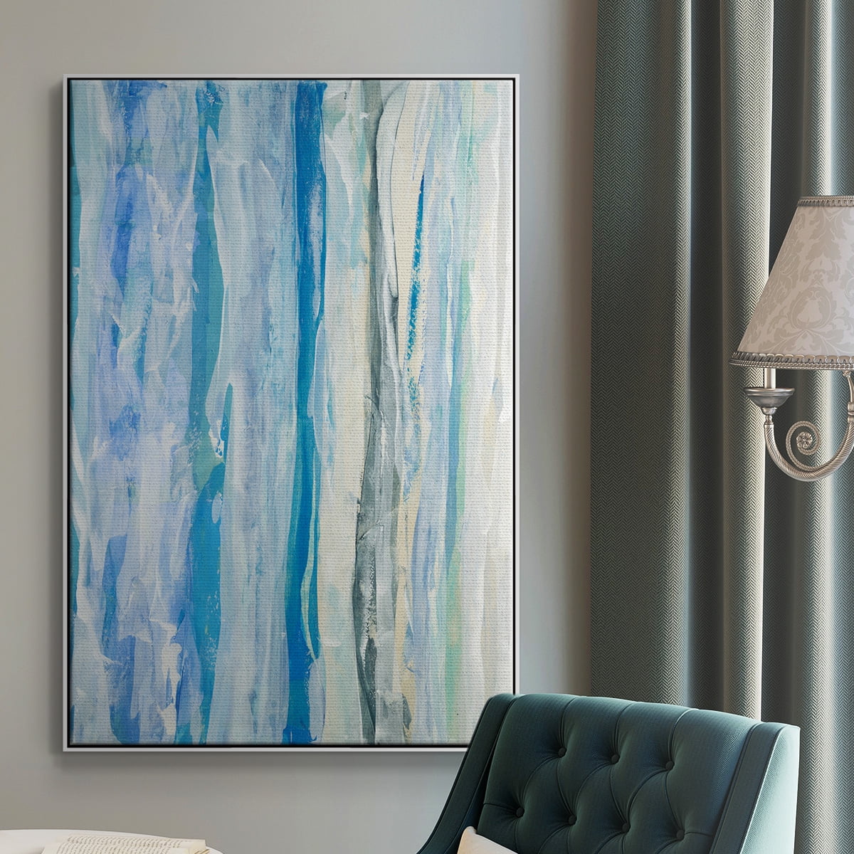 Swimming Ashore Framed Premium Gallery Wrapped Canvas - Ready to Hang - 17 x 25 - White Floating Frame