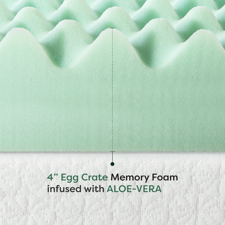 Best Price Mattress 4 Inch Egg Crate Memory Foam Mattress Topper with  Cooling Gel Infusion, CertiPUR-US Certified, King, Light Blue