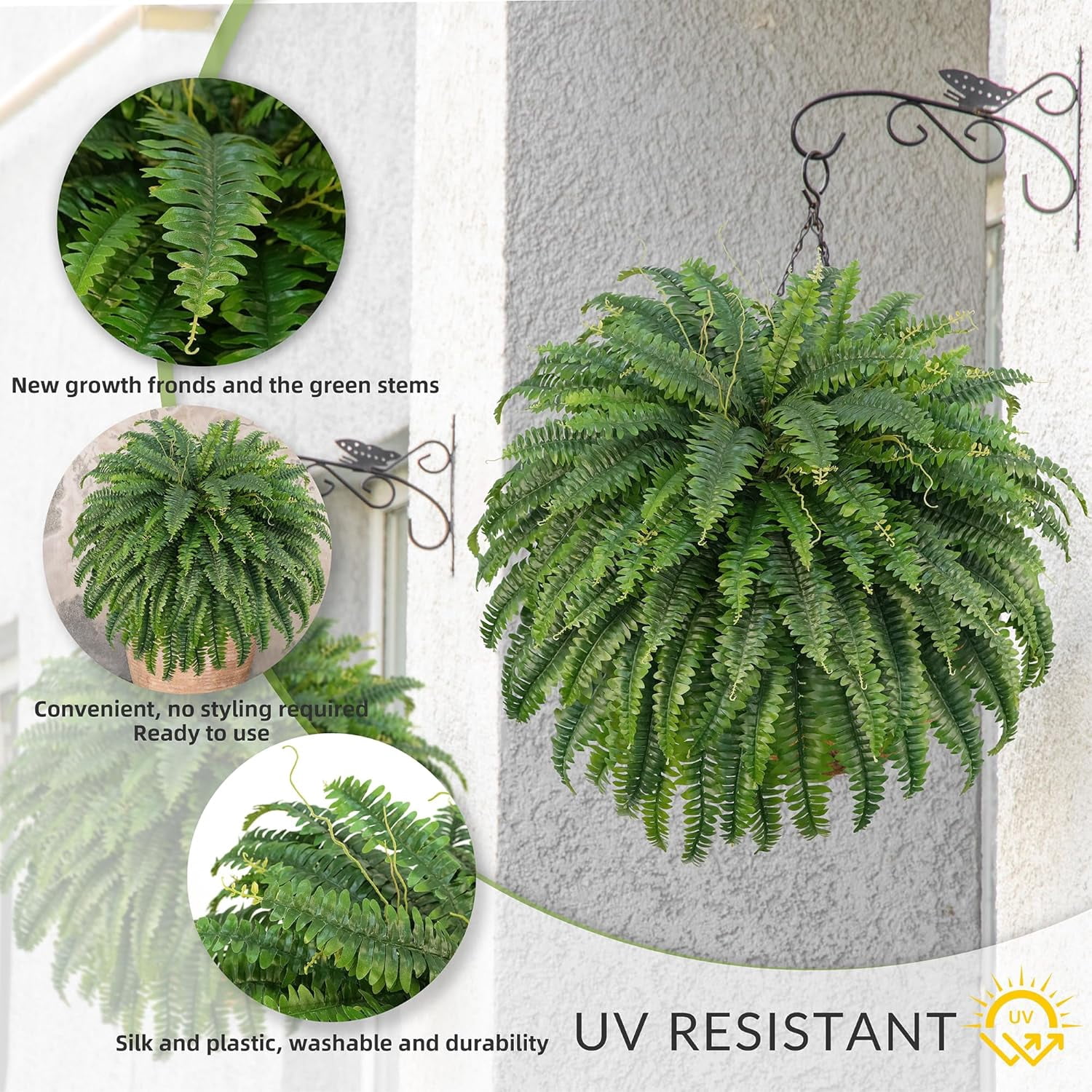 50 Inch Artificial  Ferns Fake Bush Plants Large Faux Ferns with 96 Fronds for Home Garden Decor
