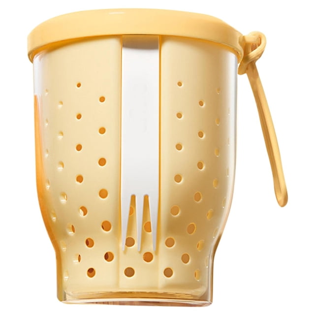 Vasos de fruta de viaje de 25 oz para coche, recipiente para ensalada de frutas con tenedor y tapa, recipientes reutilizables a prueba de fugas para refrigerios, color amarillo.