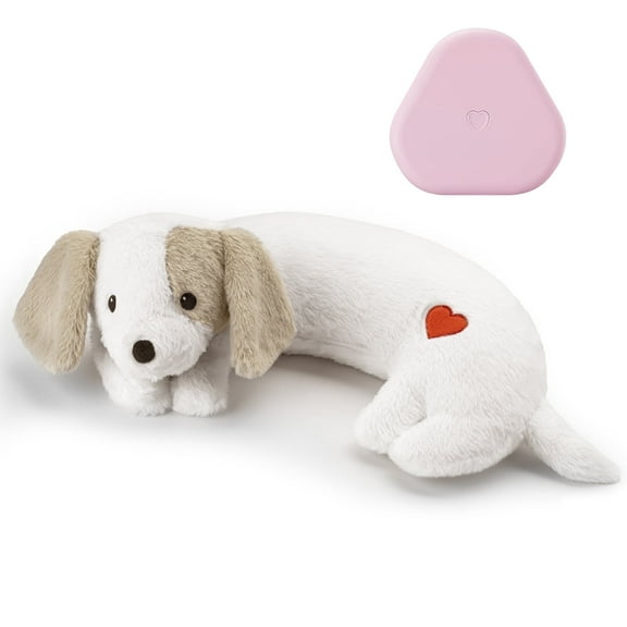 Heartbeat Puppy Toy for Dogs, Heartbeat Stuffed Animal for Anxiety Relief Calming Aid, Heartbeat Stuffed Toy for Behavioral Aid Crate Kennel Training, Puppy Essentials White