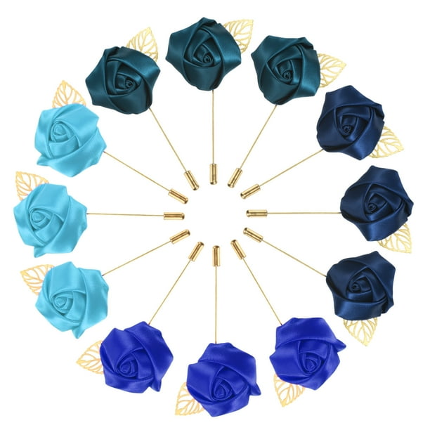 Uxcell 1-Conjunto de Pins de Flor para Hombres, Pin de Boutonnieres de Rosa Set Azul