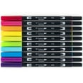 thumbnail image 2 of Tombow 72459 Dual Brush Pen Art Markers, Bright, 10-Pack + Free Fudenosuke Brush Pen, 2 of 10
