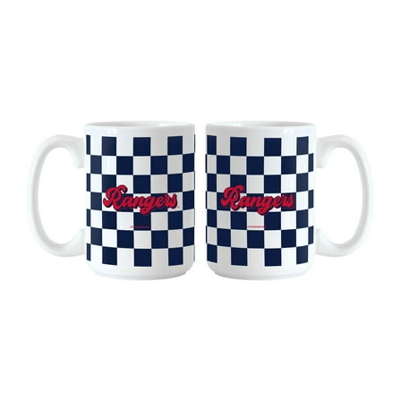 Texas Rangers 2-Pack 15oz. Checkered Wordmark Mug Set
